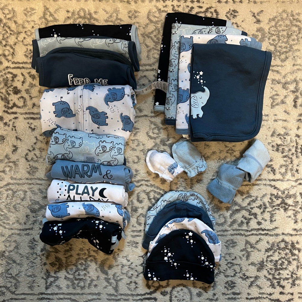 The Peanutshell 22-Piece 0-3 Months Set, Blue Elephant and Stars